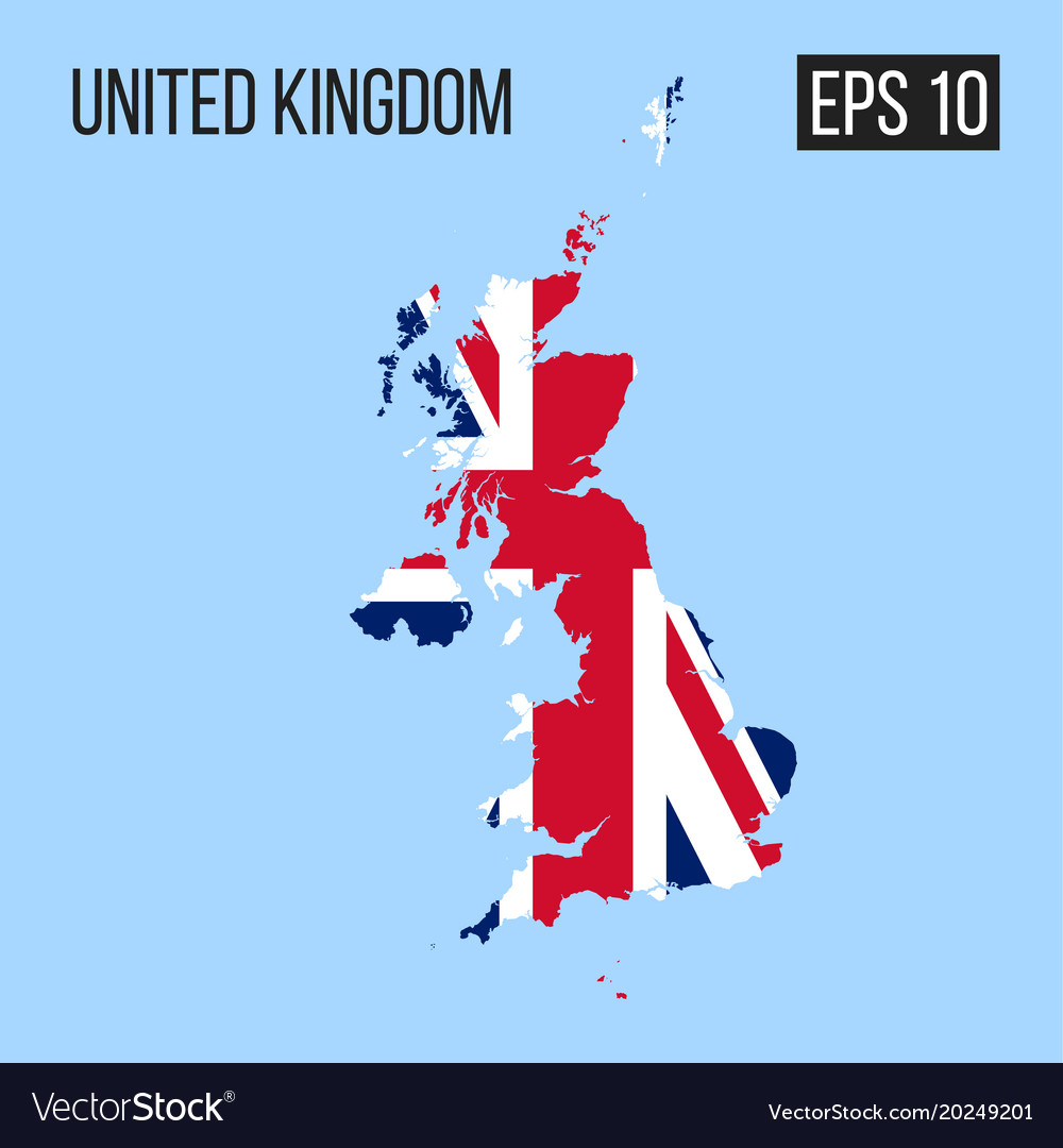 United kingdom map border with flag eps10