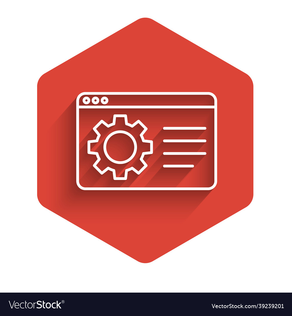 White line browser setting icon isolated with long vector image White line browser setting icon isolated with long