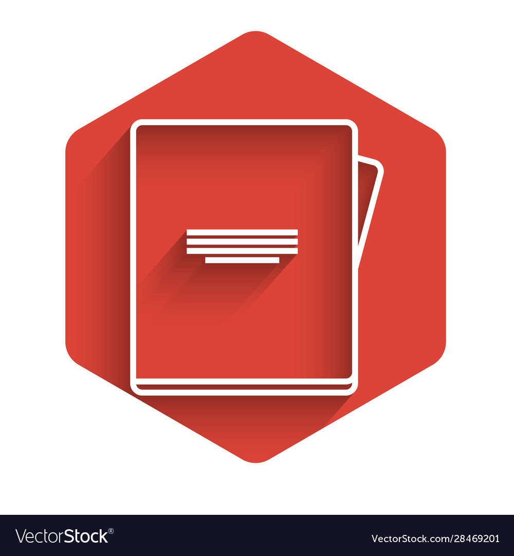 White line notebook icon isolated with long shadow vector image White line notebook icon isolated with long shadow