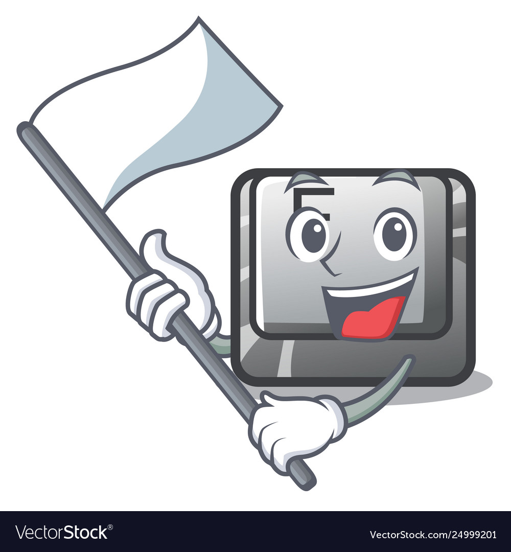 With flag button f on a keyboard cartoon vector image With flag button f on a keyboard cartoon
