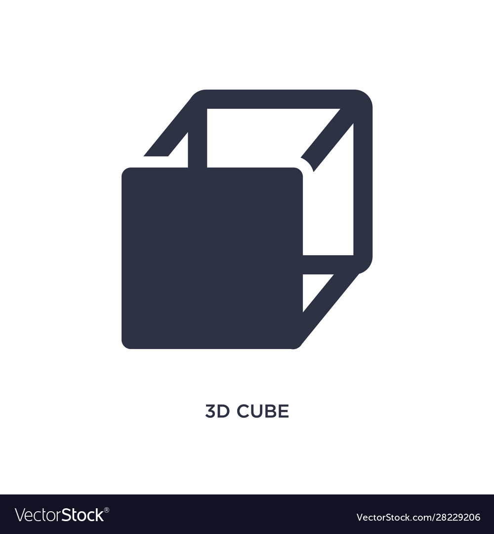 3d cube icon on white background simple element
