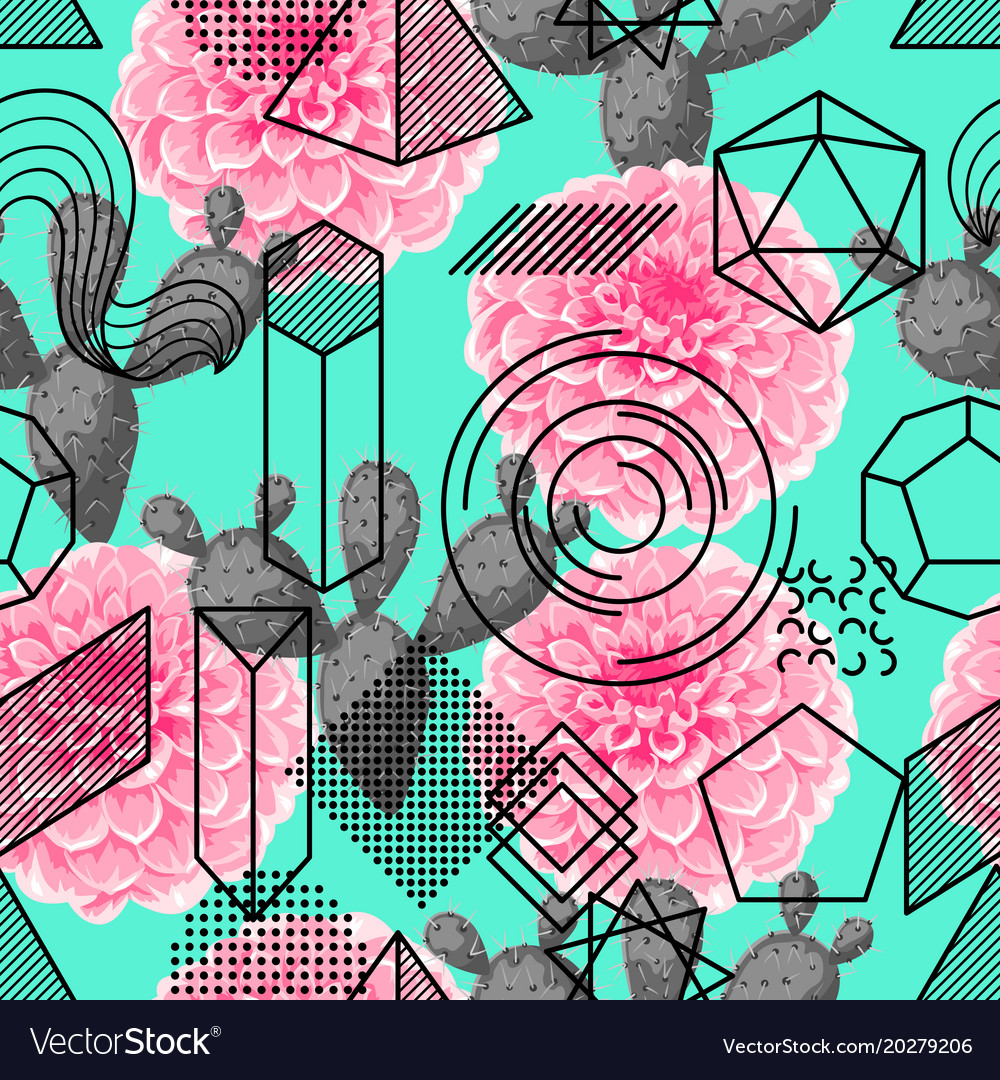 Abstract Geometric Pattern with Cacti