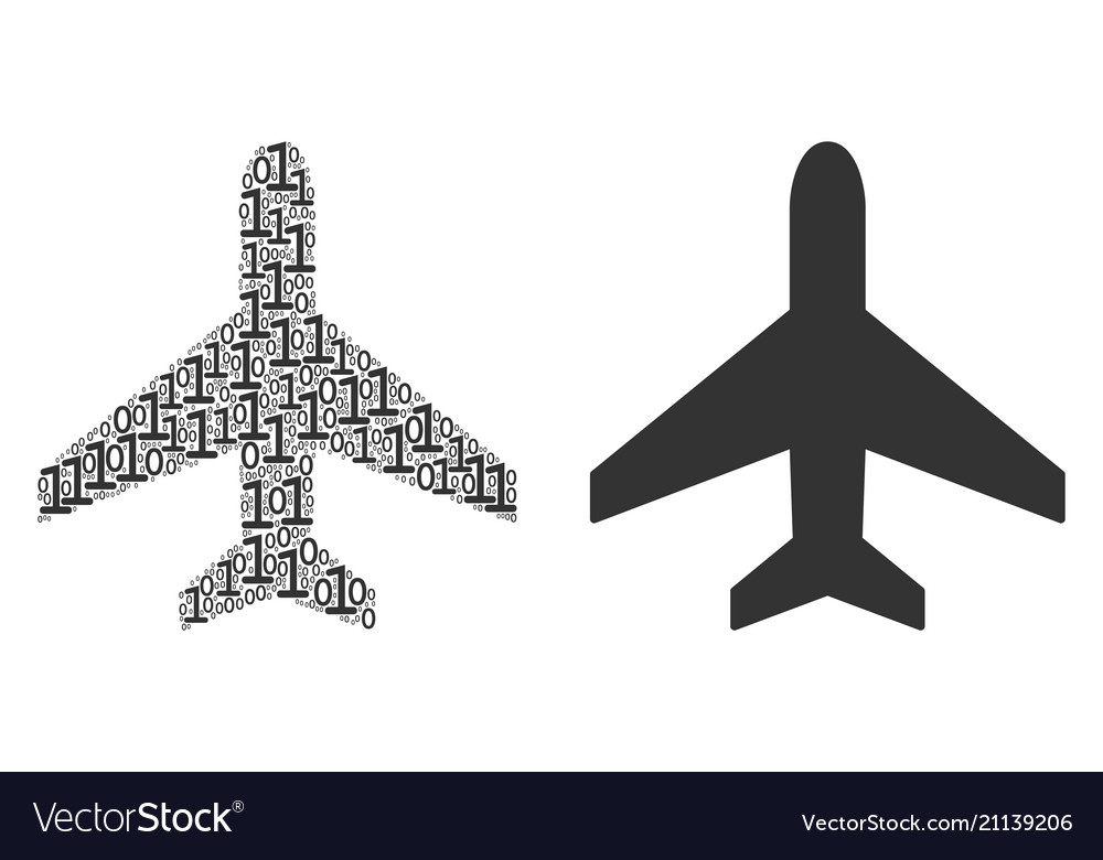 Air plane collage of binary digits Vector Image Air plane collage of binary digits