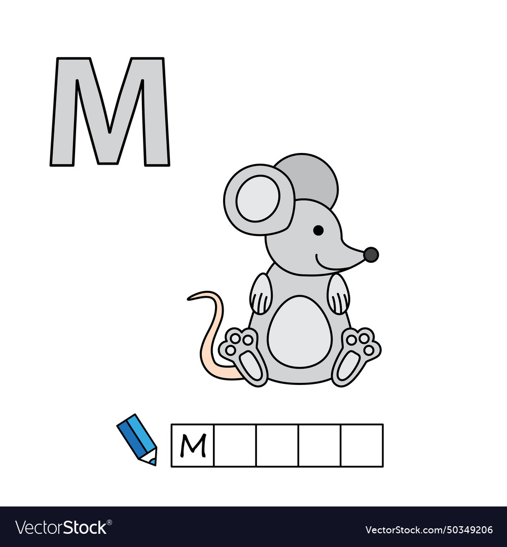 Cartoon mouse with russian alphabet