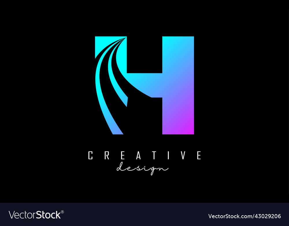 Colorful letter h logo with leading lines Vector Image