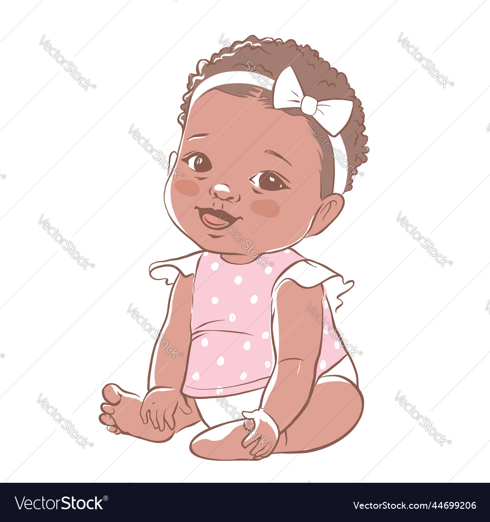 Cute baby girl sitting and smiling