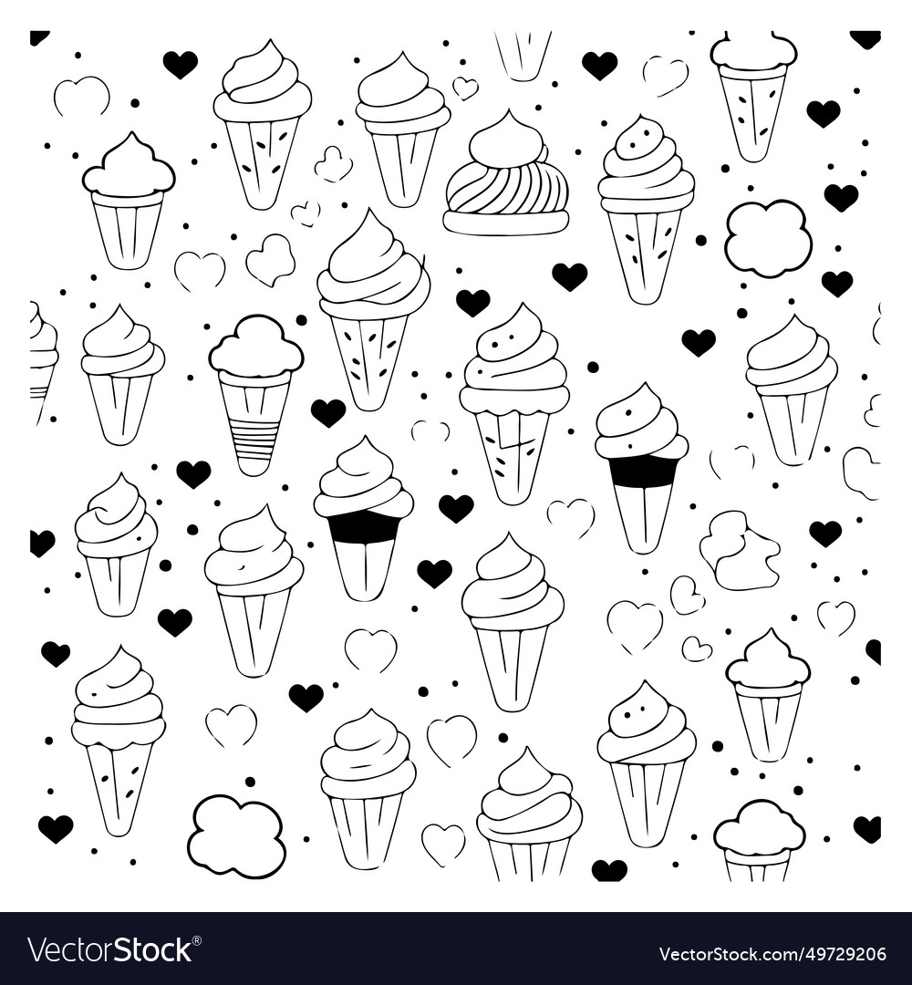 Doodle ice cream cake hand draw sketch