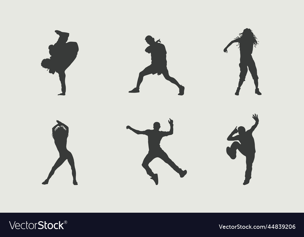 Flat design dancer silhouette set