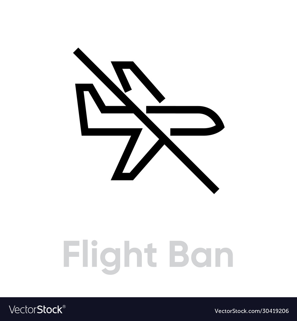 Flight ban epidemic icon editable line