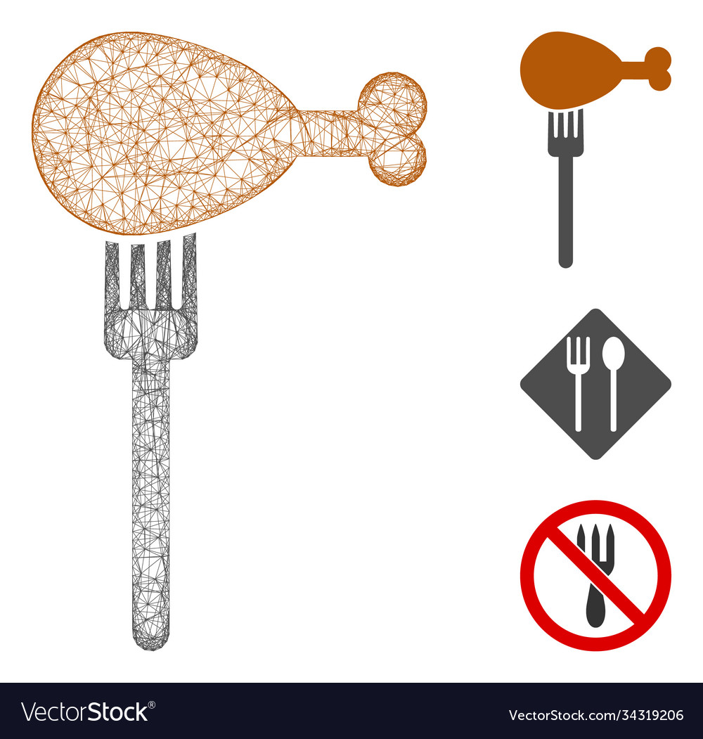 Fork polygonal web mesh vector image Fork polygonal web mesh