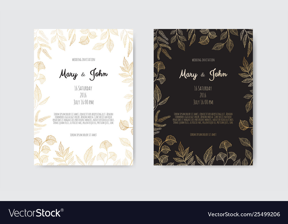 Golden invitation with floral elements