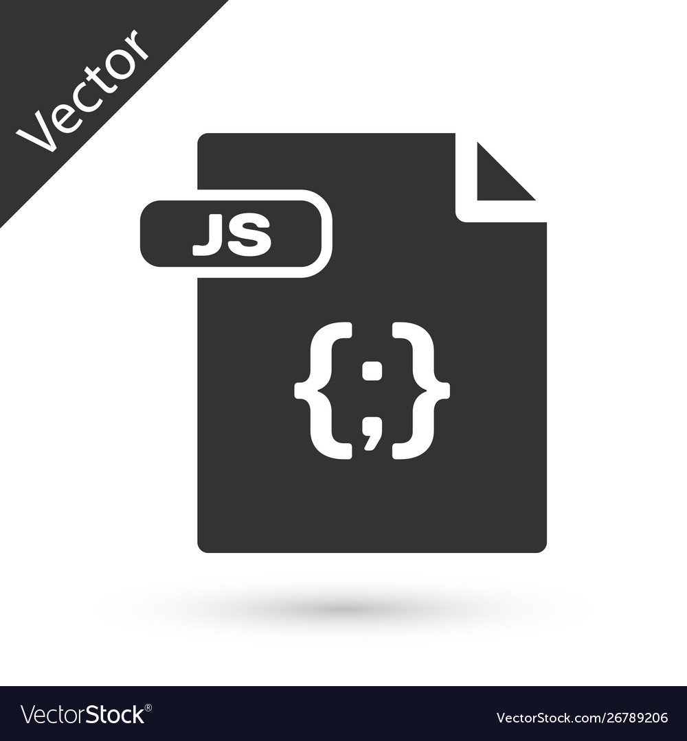 Grey js file document download button icon vector image Grey js file document download button icon
