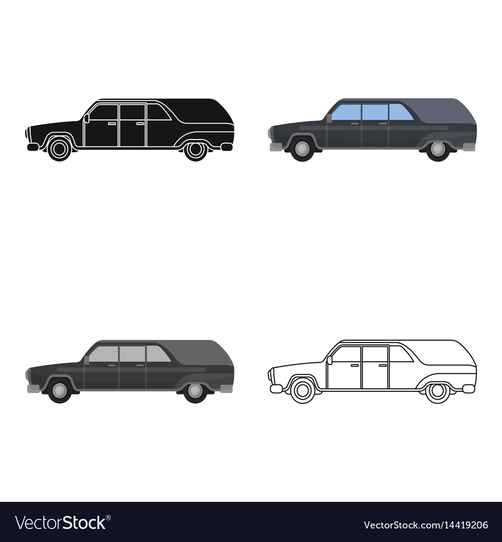 Hearse icon in cartoon style isolated on white