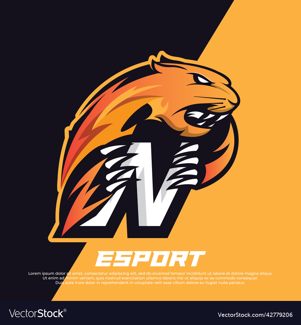 Initial letter n logo esport design panther