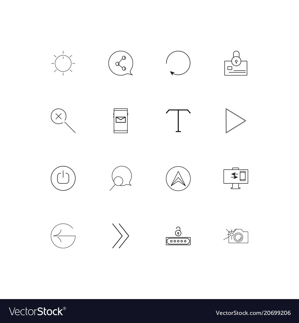 Interface simple linear icons set outlined