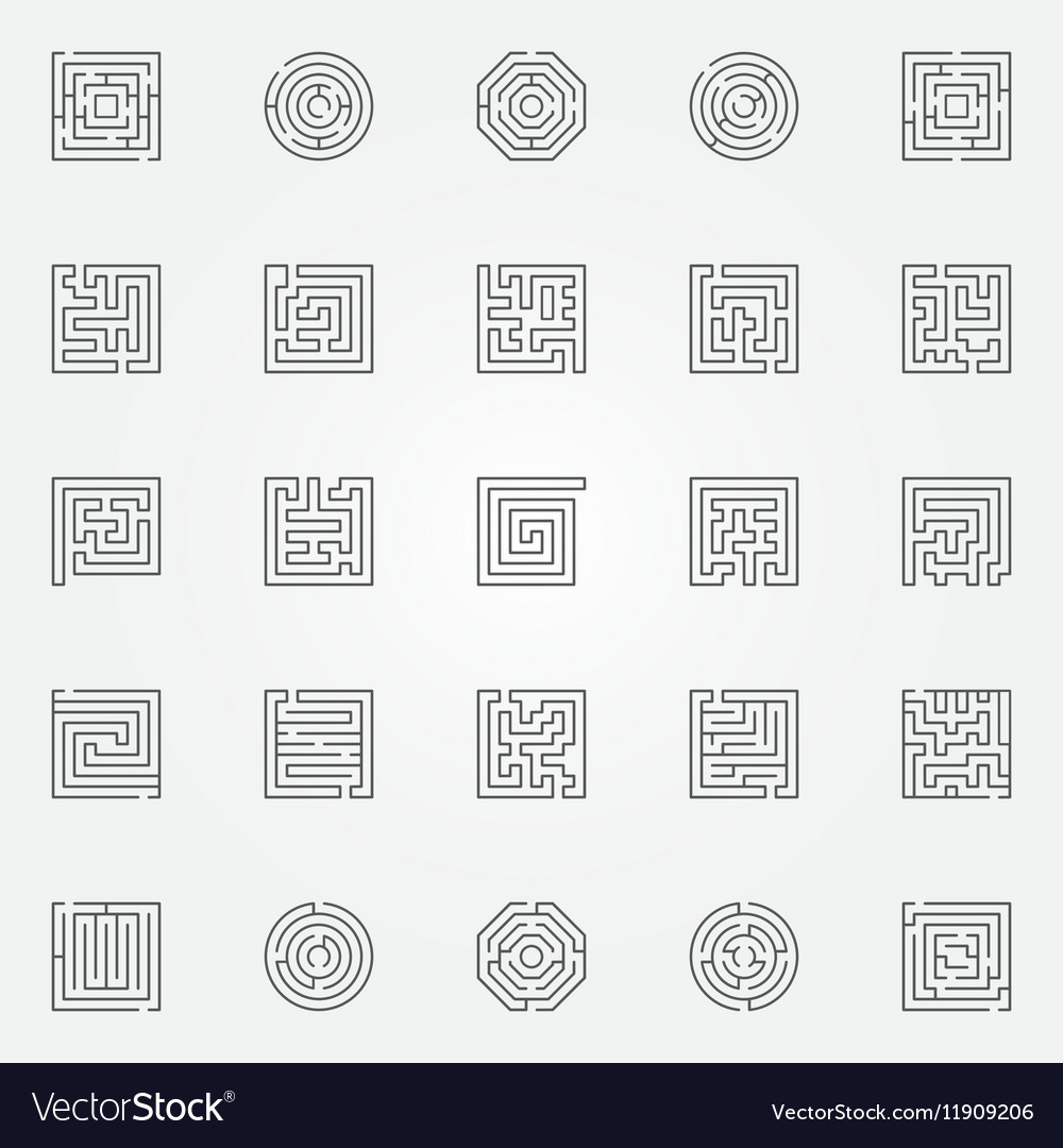 Labyrinth icons set