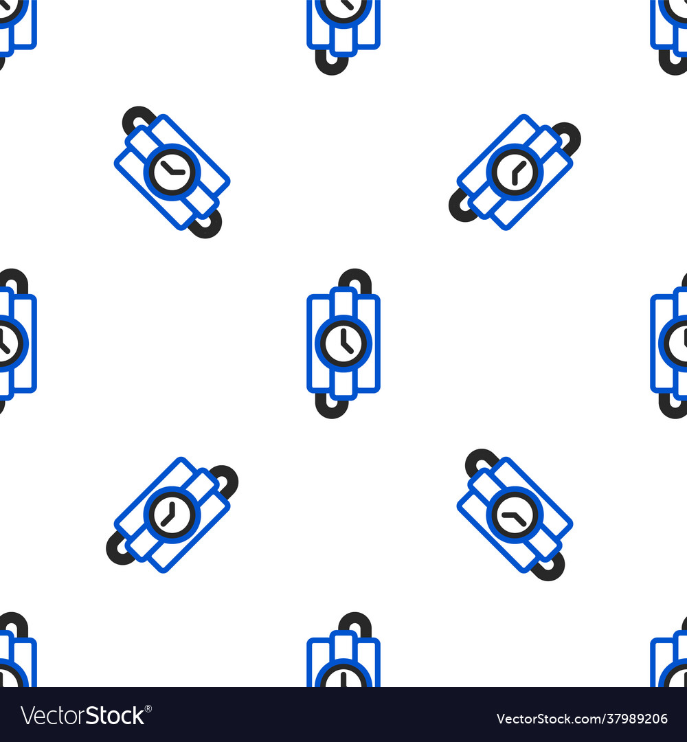 Line detonate dynamite bomb stick and timer clock vector image Line detonate dynamite bomb stick and timer clock