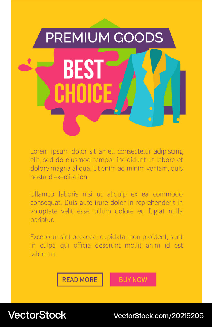 Premium goods best choice promo poster push button