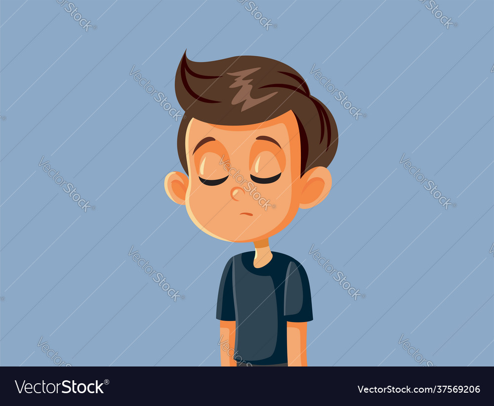 Sad unhappy boy feeling depressed and anxious Vector Image