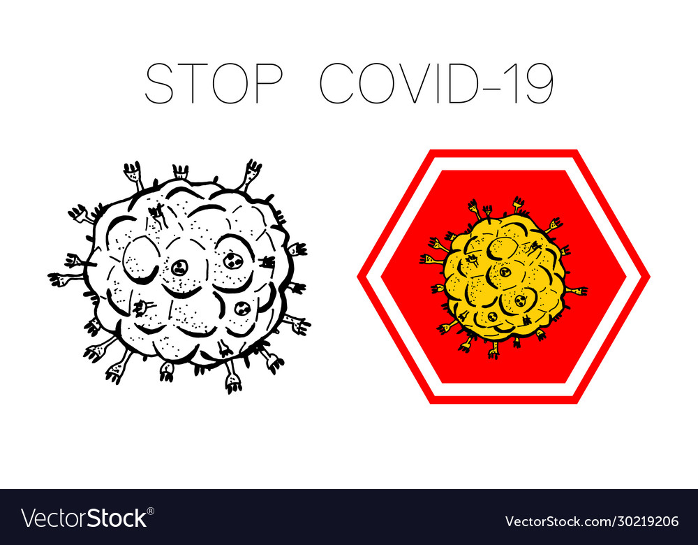 Set 2019-ncov bacteria isolated on white