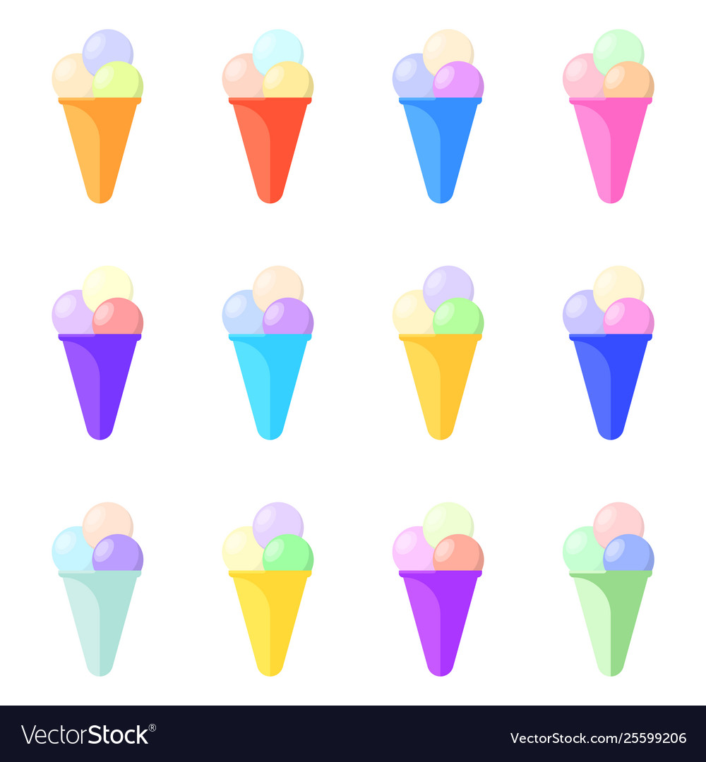 Set ice cream same type but different vector image Set ice cream same type but different