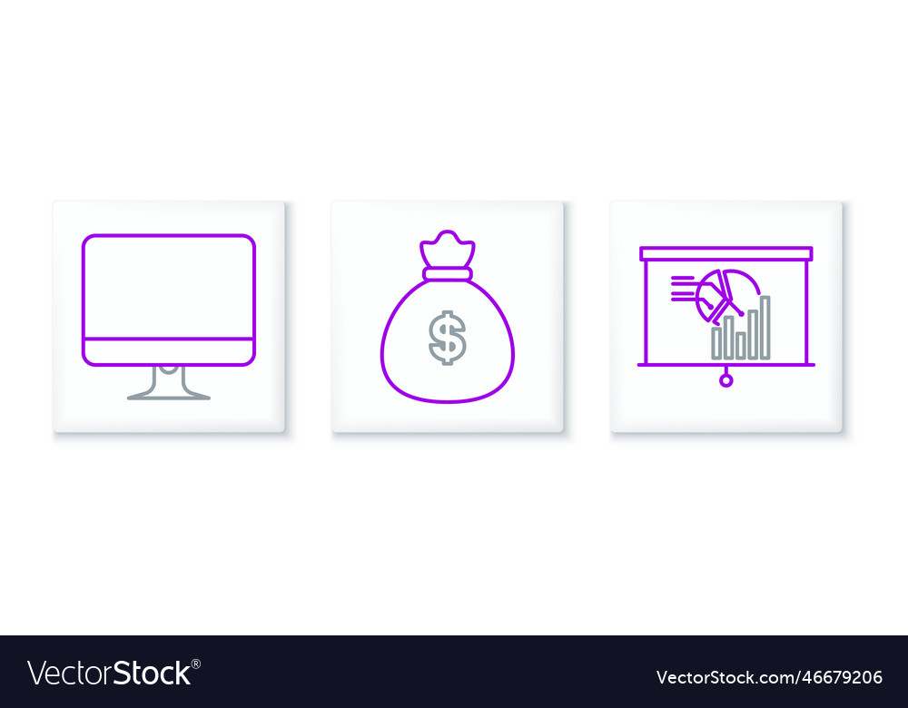 Zeilenkarte mit Diagramm-Computermonitor einstellen Vector Image Zeilenkarte mit Diagramm-Computermonitor einstellen
