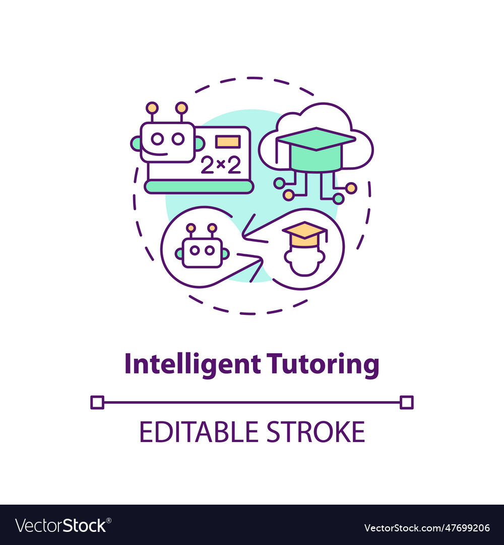 Tutoring in ai education concept icon Royalty Free Vector