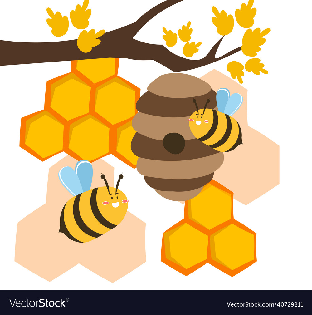 Bees near beehive Royalty Free Vector Image - VectorStock