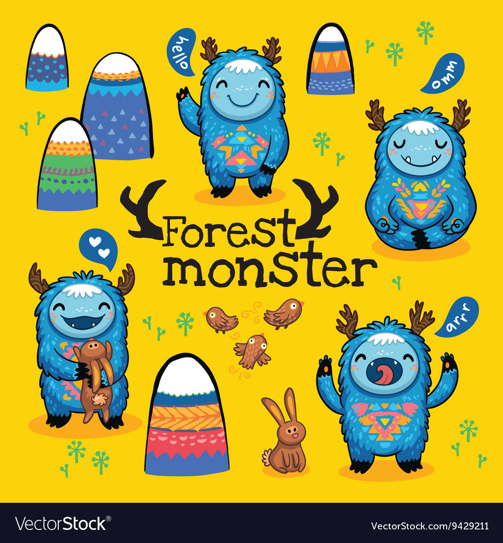 Cartoon funny monsters set