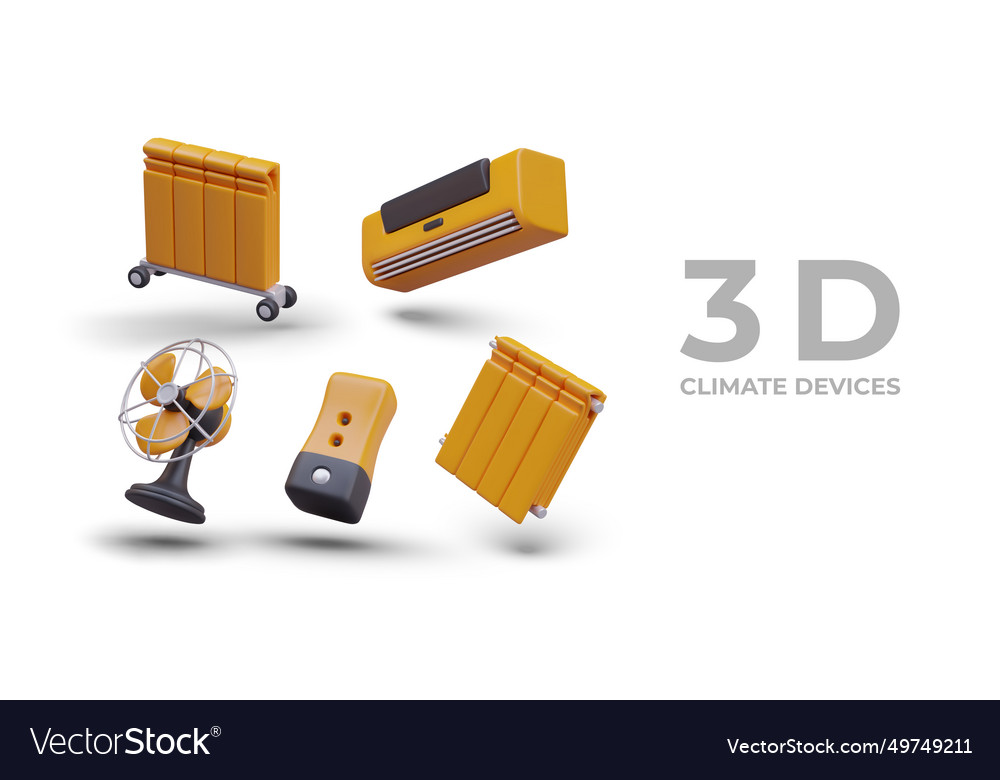 Devices for regulating air temperature climate vector image Devices for regulating air temperature climate