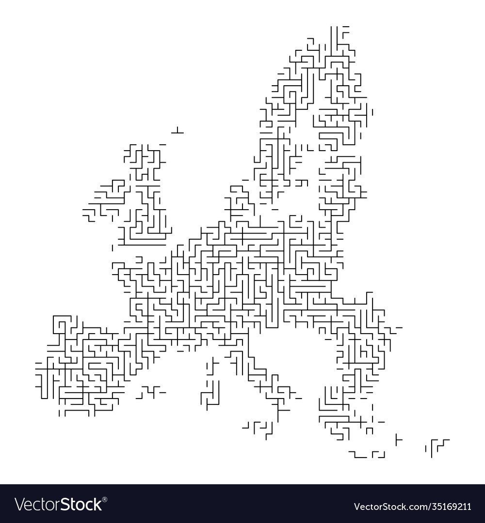 European union map from black pattern maze vector image European union map from black pattern maze