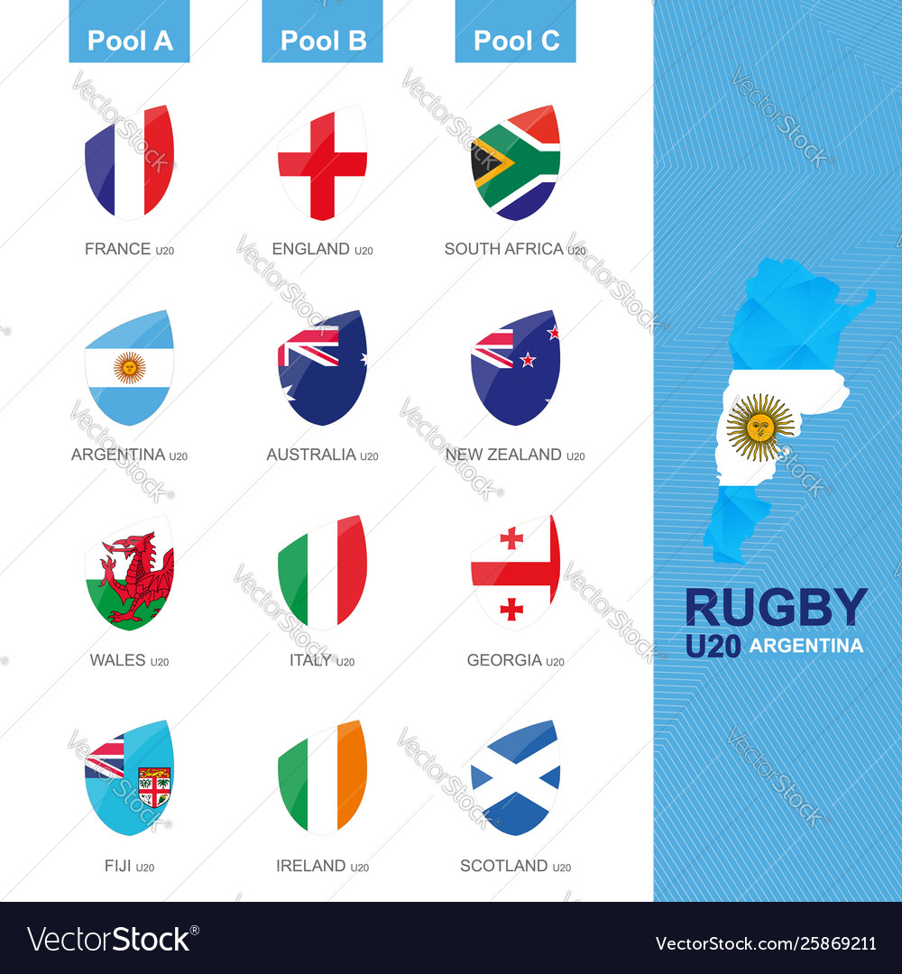 Flags in rugby style icon set