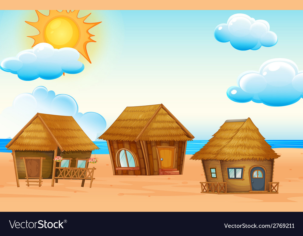 Huts on beach Royalty Free Vector Image - VectorStock