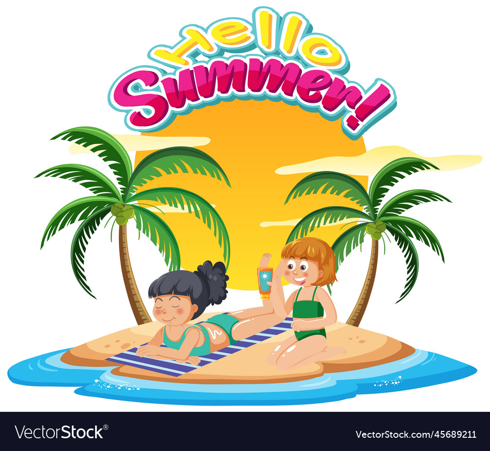 Kids enjoying summer holiday on the island vector image Kids enjoying summer holiday on the island