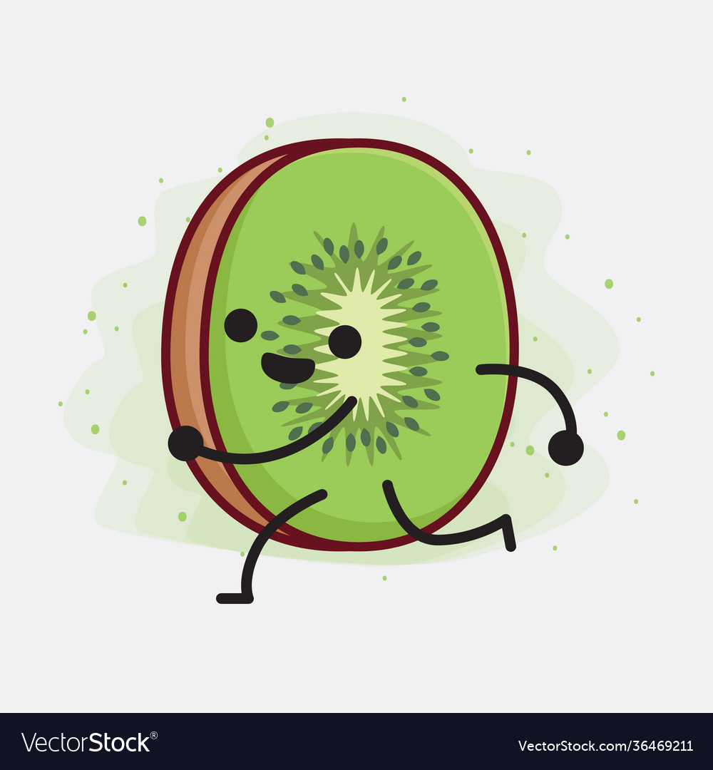 Kiwi Frucht niedlichen Charakter mit einfachen Gesicht Händen vector image Kiwi Frucht niedlichen Charakter mit einfachen Gesicht Händen