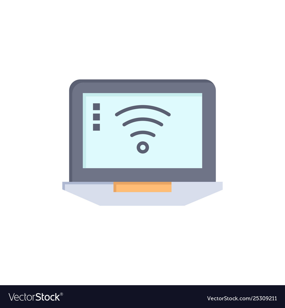 Laptop computer signal wifi flat color icon Vector Image Laptop computer signal wifi flat color icon