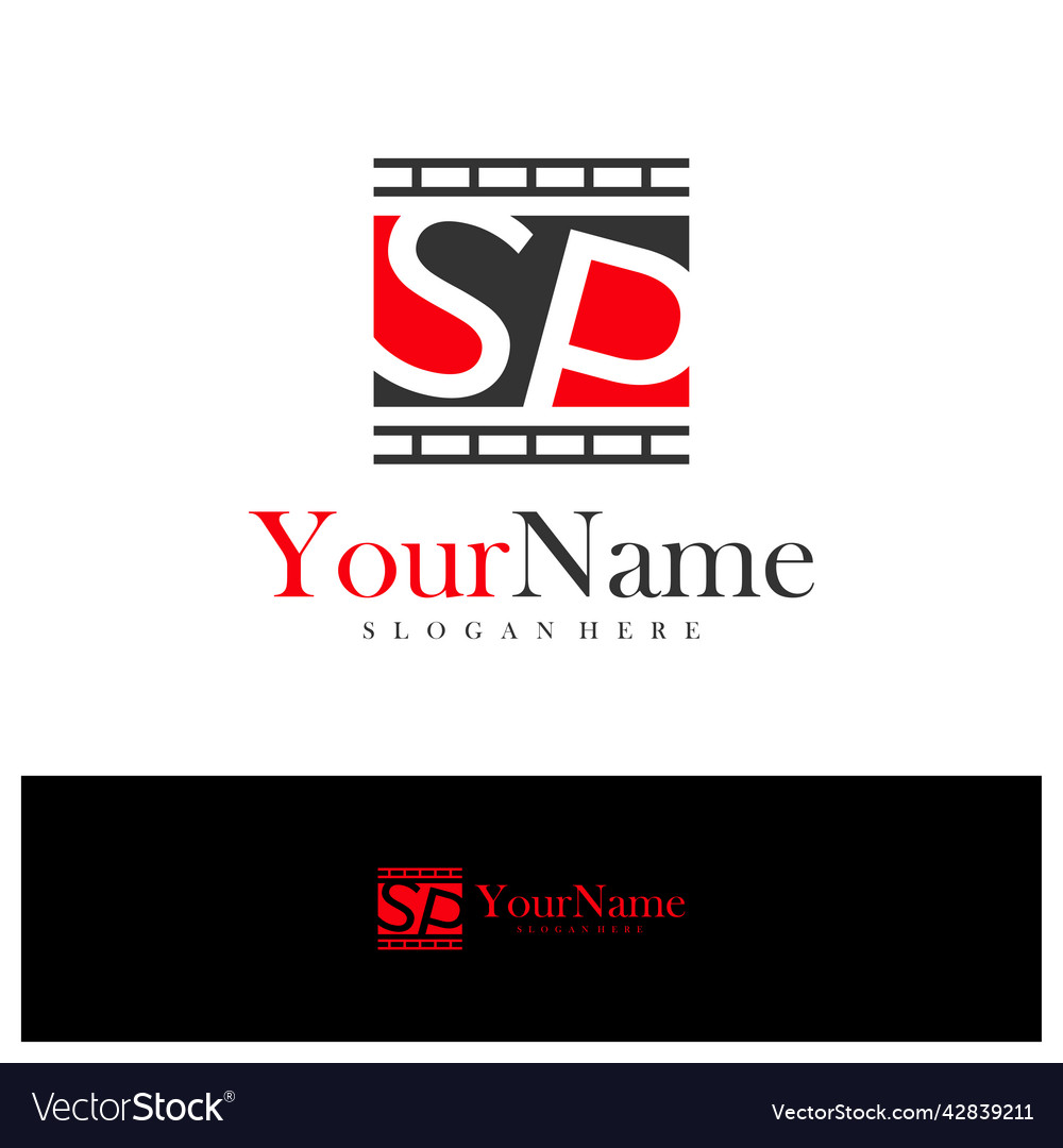 Letter sp with cinema logo design template