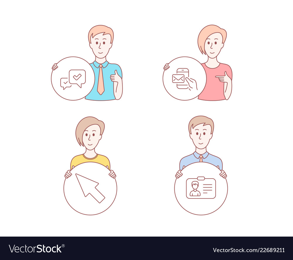 Messenger mail approve and mouse cursor icons vector image Messenger mail approve and mouse cursor icons