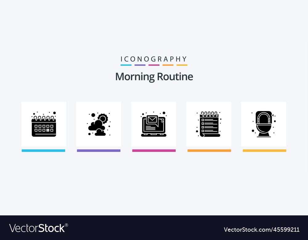 Morning routine glyph 5 icon pack including flush