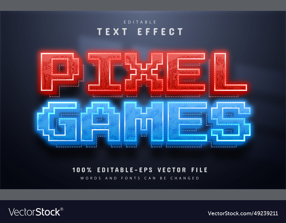 Pixel game text effect vector image Pixel game text effect