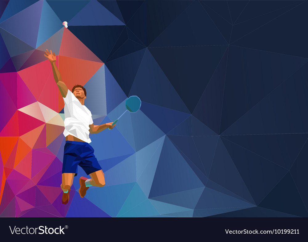 Polygonal professional badminton player Royalty Free Vector