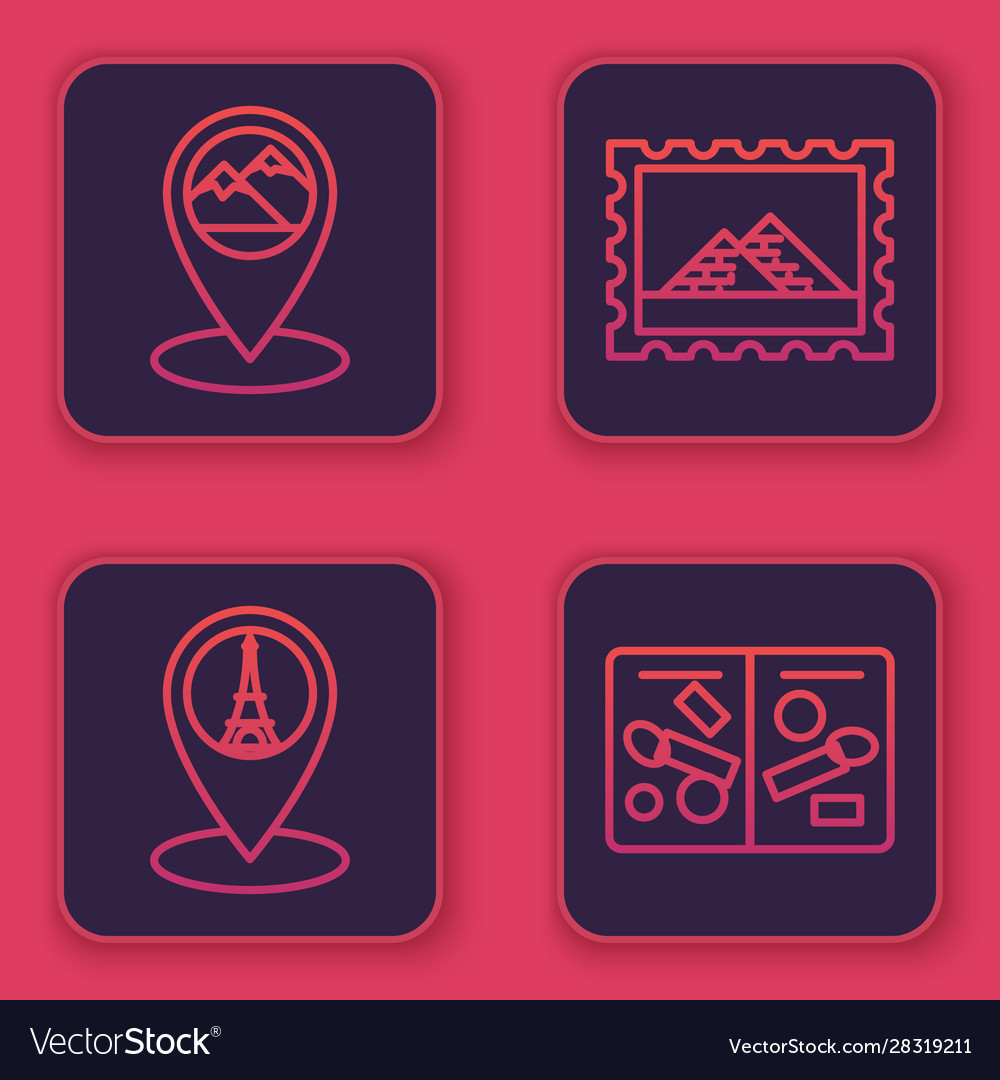 Set line map pointer with mountain vector image Set line map pointer with mountain