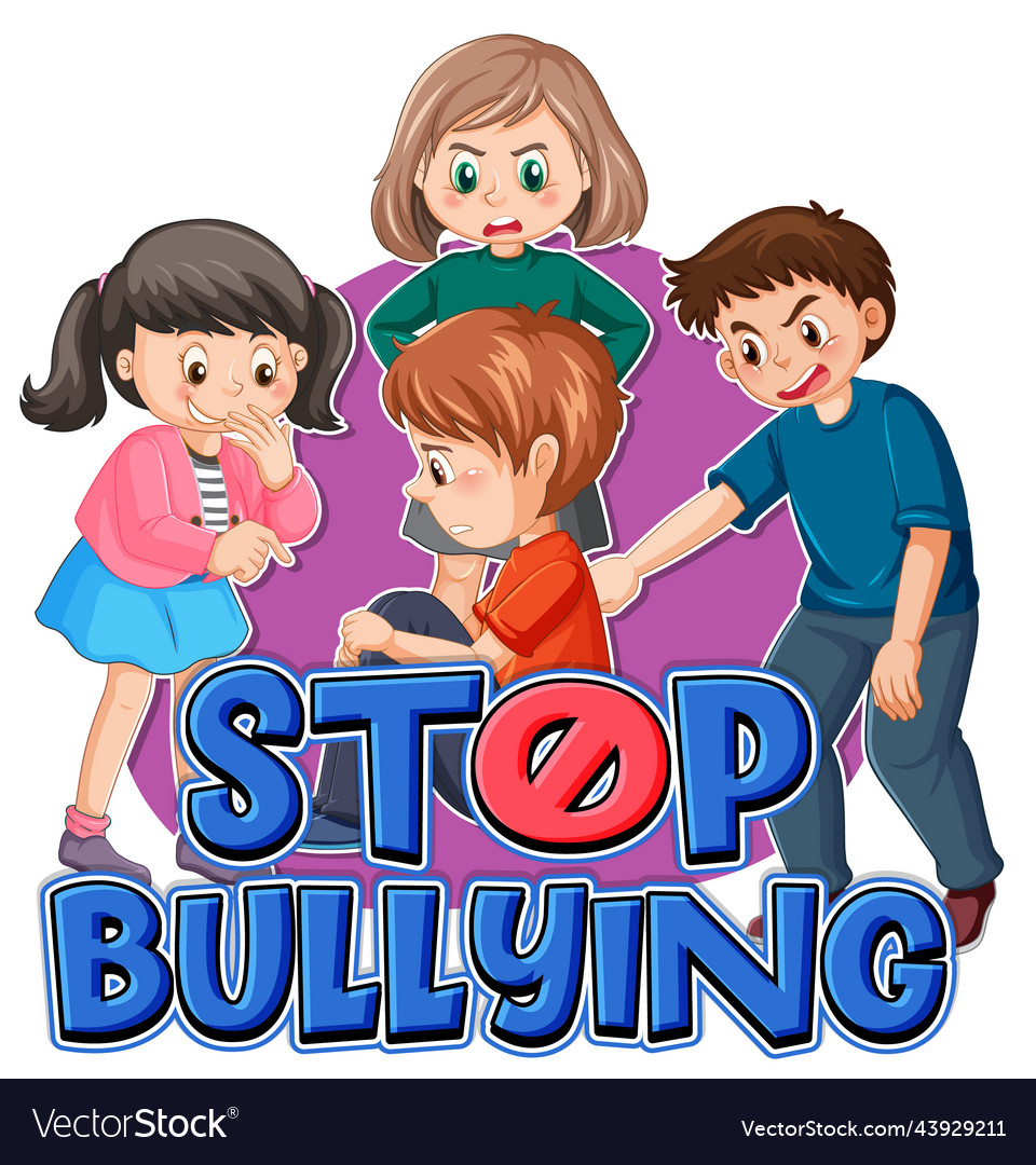 Stop bullying word with cartoon character Vector Image