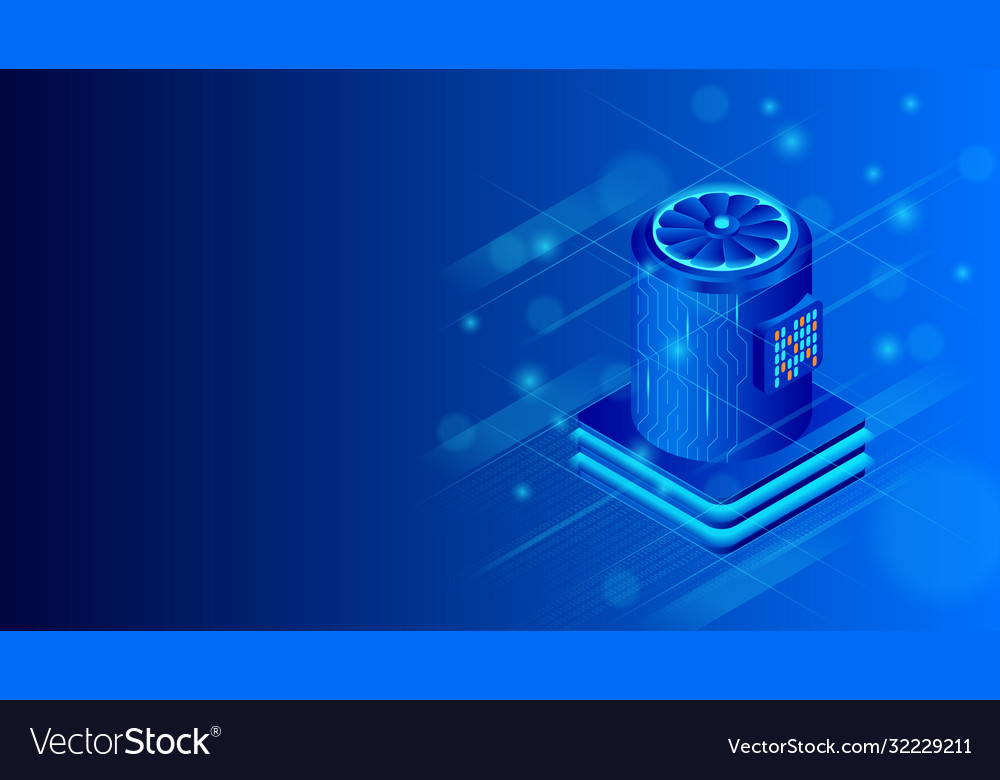 Supercomputer Data Processing Isometric