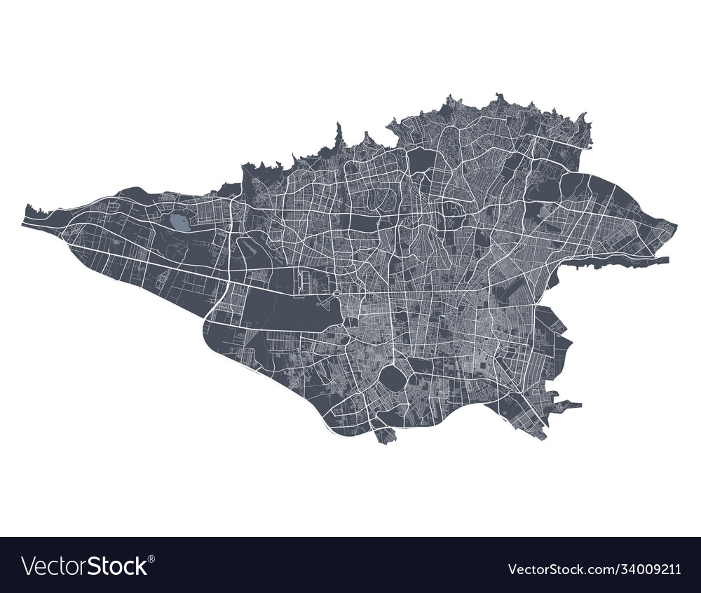 Tehran map detailed city poster Royalty Free Vector Image