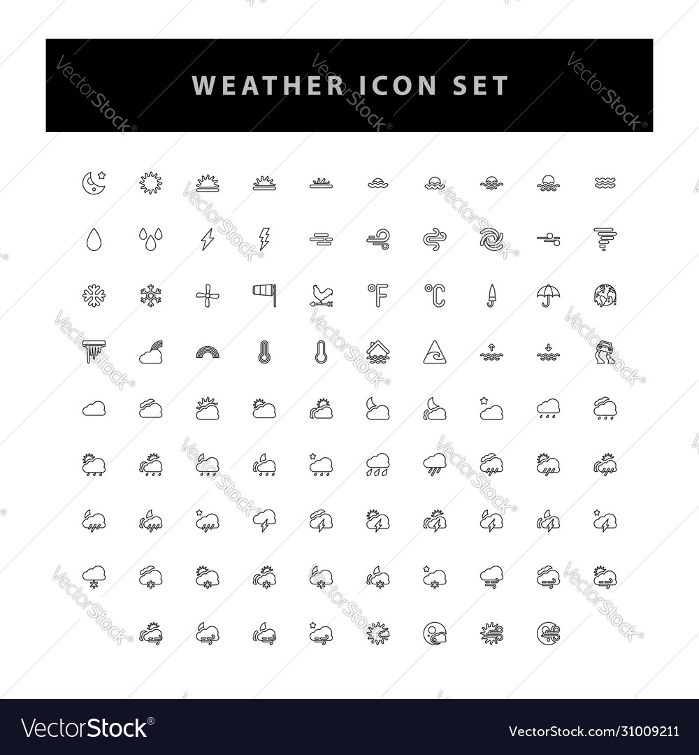 Wetter-Icon-Set mit Umriss-Design