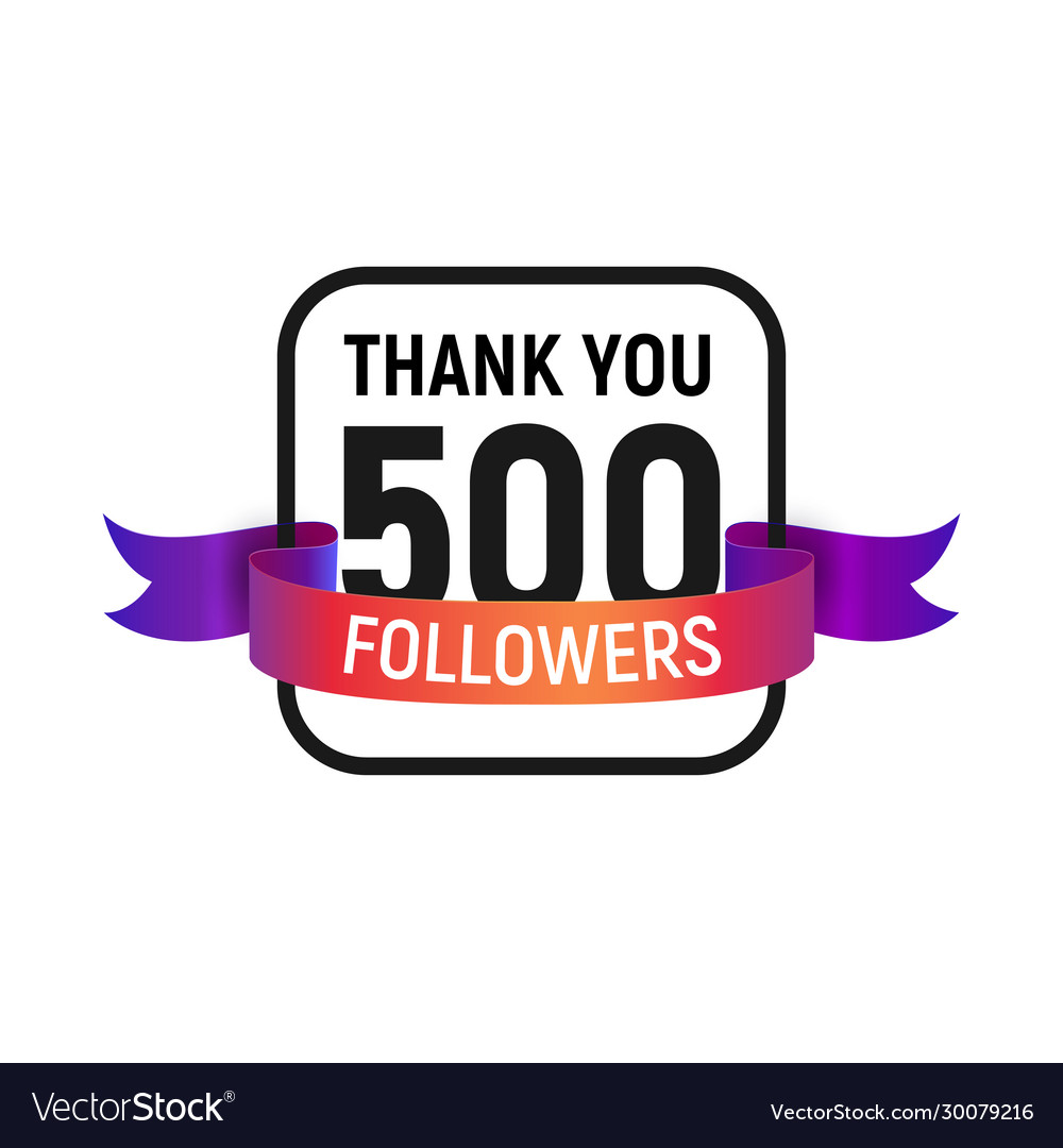 500 Followers Number With Color Bright Ribbon Vector Image