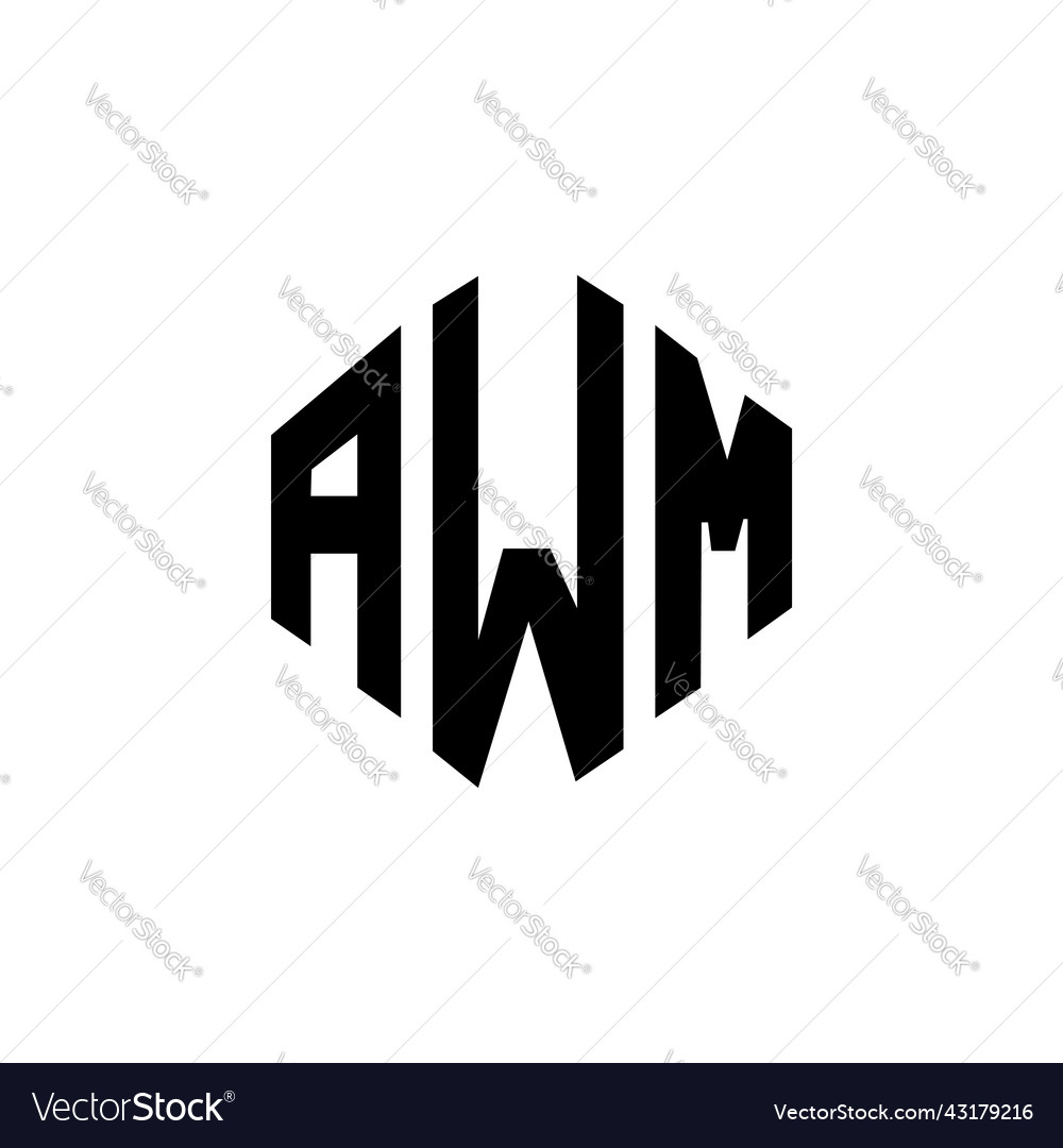 Awm letter logo design with polygon shape