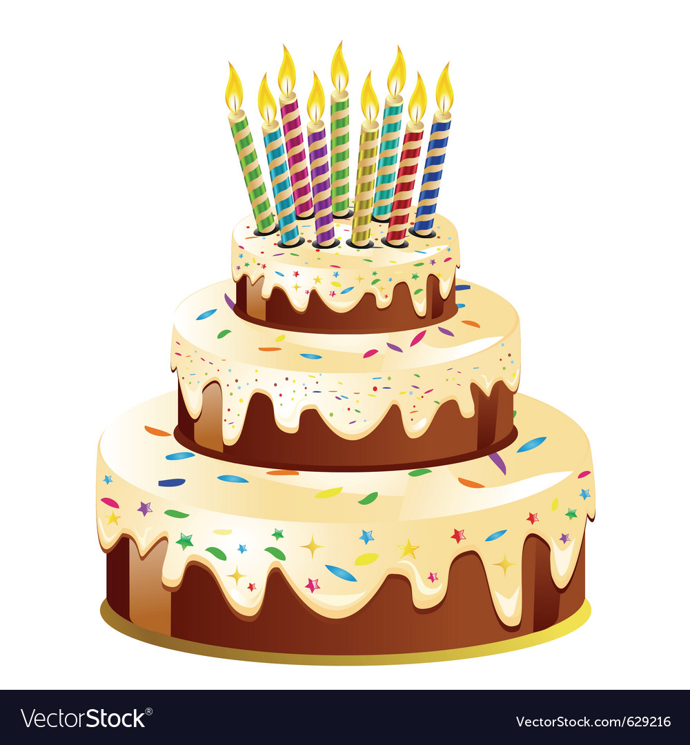 Download Birthday cake and candle Royalty Free Vector Image