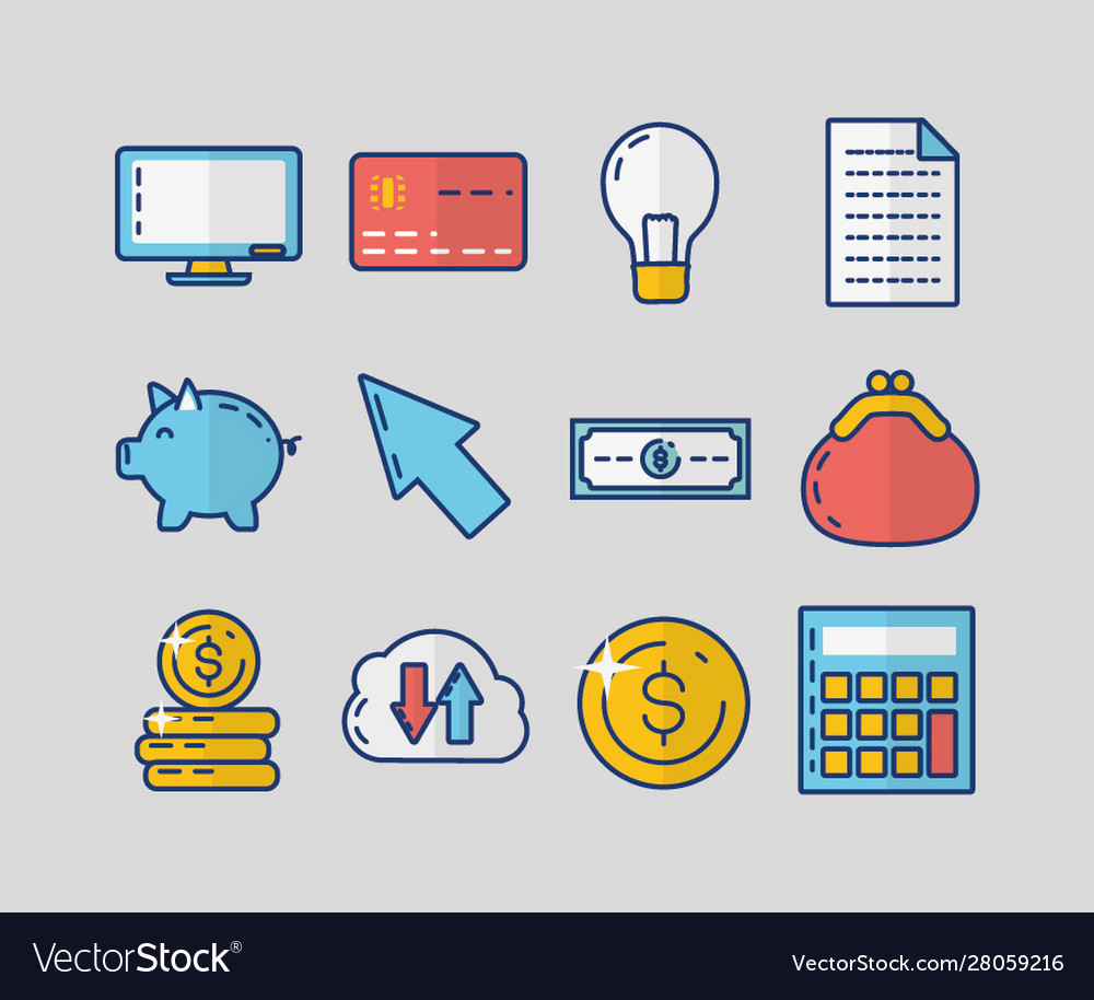 Bundle fintech set icons